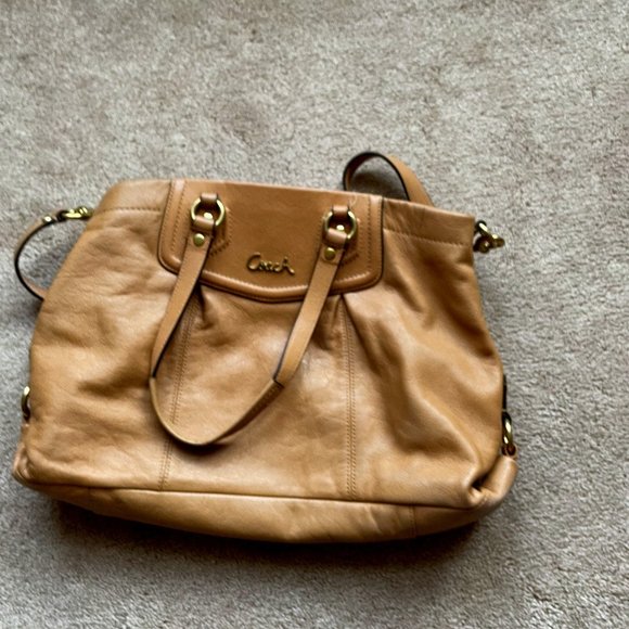 Coach Handbags - Coach Ashley Tan Genuine Leather Shoulder Bag